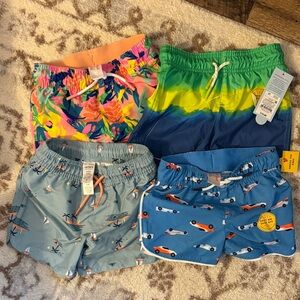 FOUR Colorful Kids Swim Shorts Set size 2T